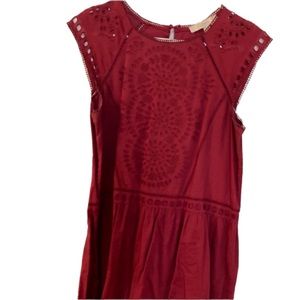 Loft cutout embroider maroon swing dress, size Med